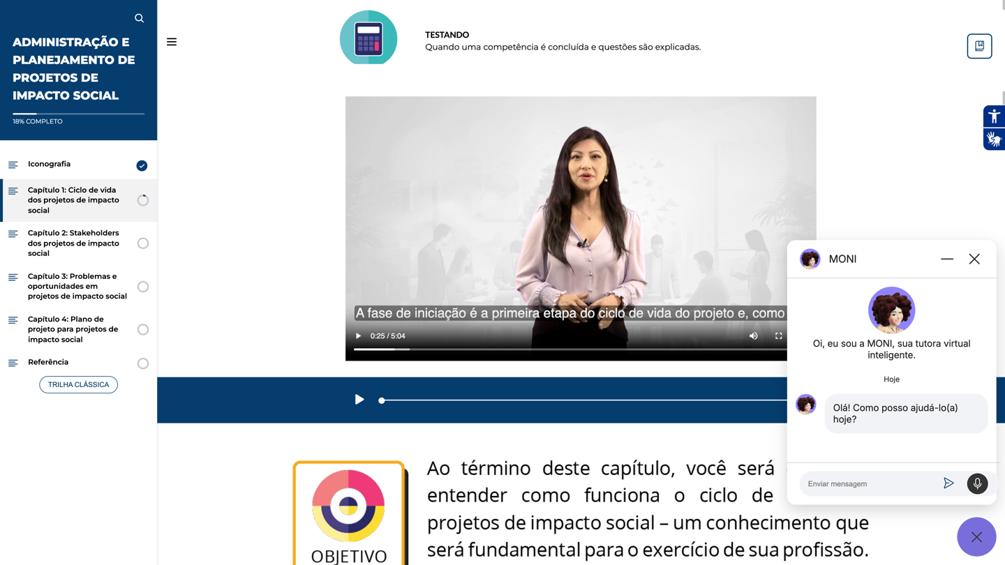 Plataforma Educa Cidadão — Aula com tutora Moni IA